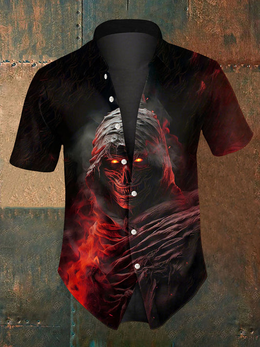 Men's Halloween Skull Short sleeved Shirt