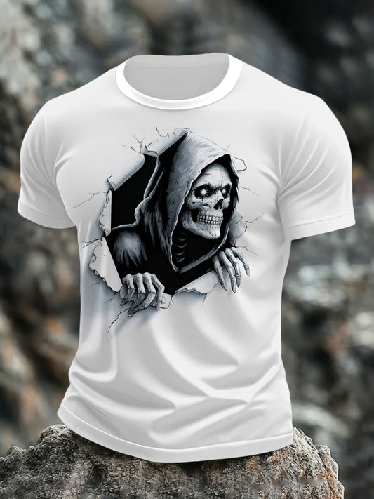 Men's Halloween Skull Print T-shirt