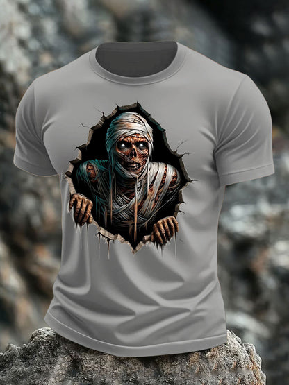 Men's Halloween Skull Print T-shirt