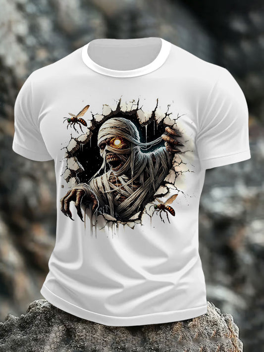 Men's Halloween Skull Print T-shirt