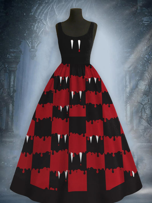 Women's Halloween Printed Elegant Maxi Dress