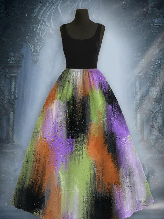 Women's Halloween Printed Elegant Maxi Dress