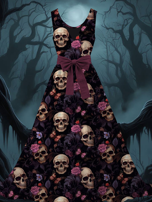 Women's Halloween Skull Printed Dress