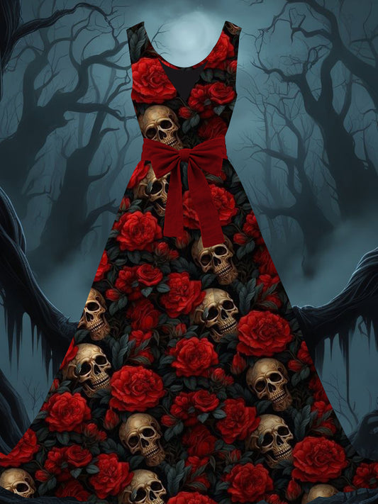 Women's Halloween Skull Printed Dress