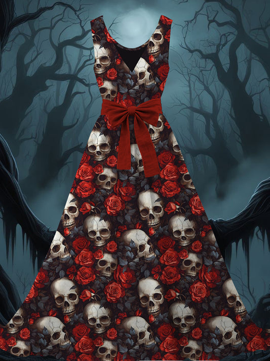 Women's Halloween Skull Printed Dress