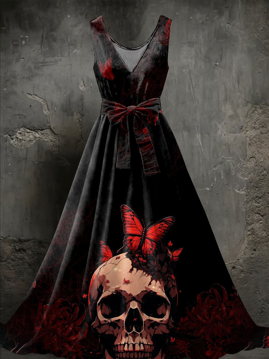 Women's Skull Rose Printed Dress