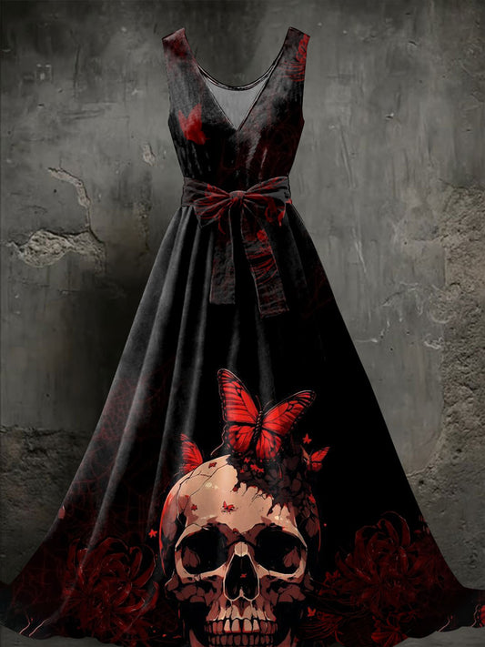 Women's Skull Rose Printed Dress