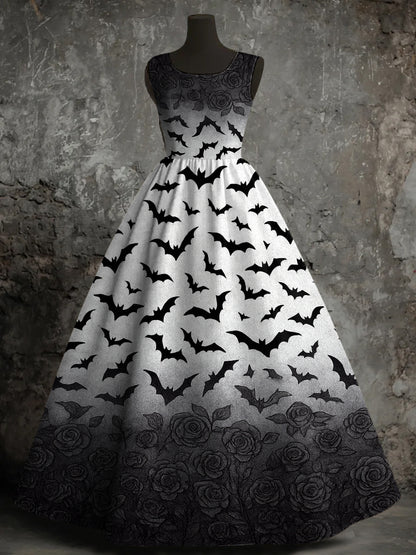 Women's Halloween Bats Print Vest Dress