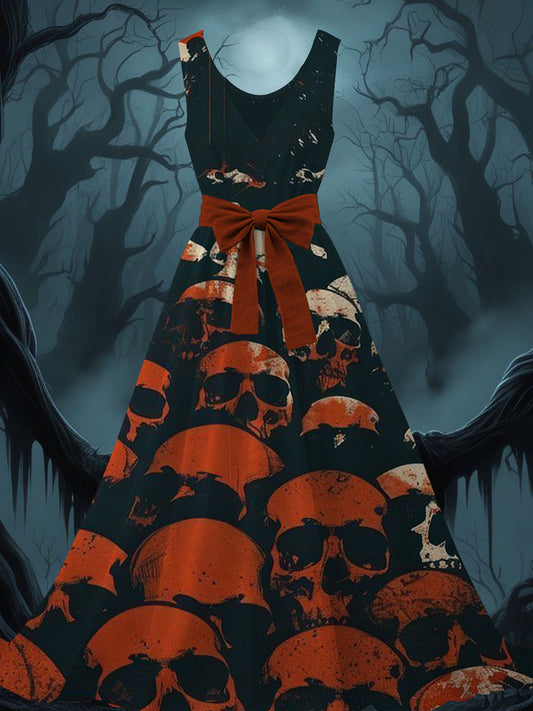 Women's Halloween Skull Printed Dress