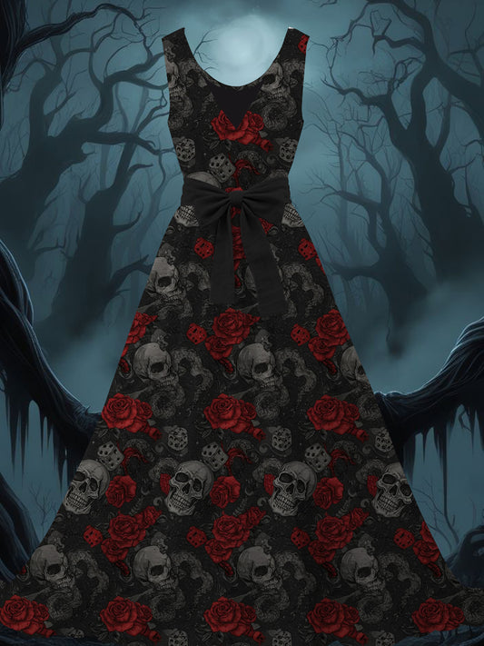Women's Halloween Skull Printed Dress