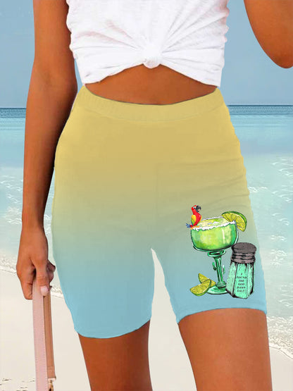 Women's Beach Vacation Parrot  Print Casual Short Leggings
