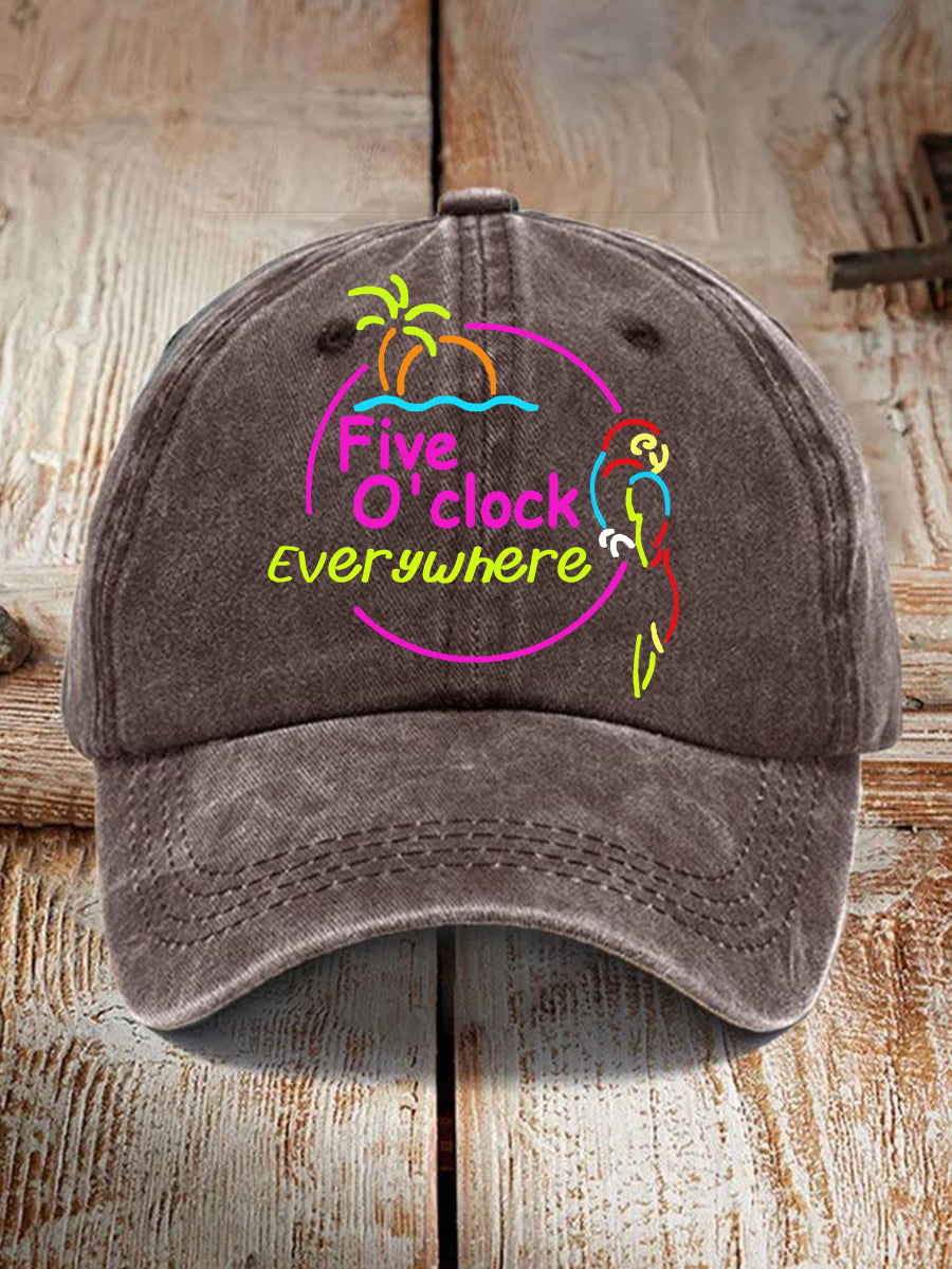 Unisex It's 5 O'clock Everywhere Parrot Print  Hat