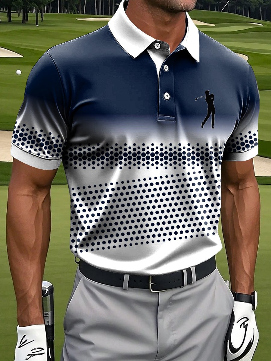 Men's Retro Dot Art Print Casual Business Polo Shirt