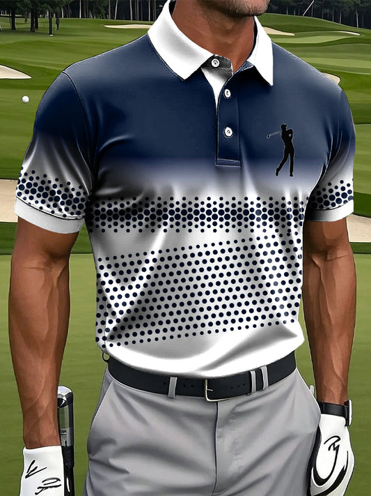 Men's Retro Dot Art Print Casual Business Polo Shirt