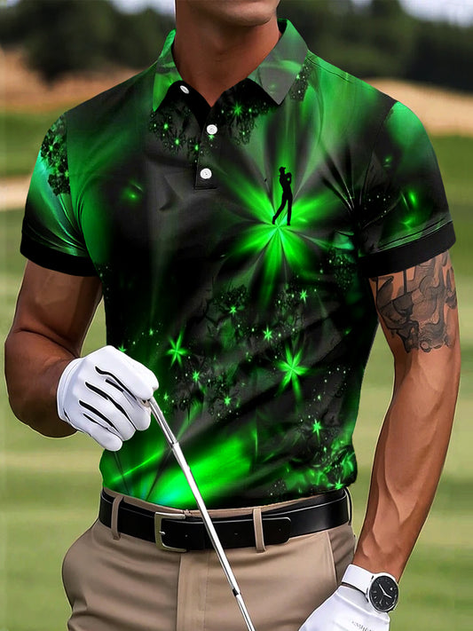 Men's Retro Abstract Pattern Art Print Casual Business Polo Shirt