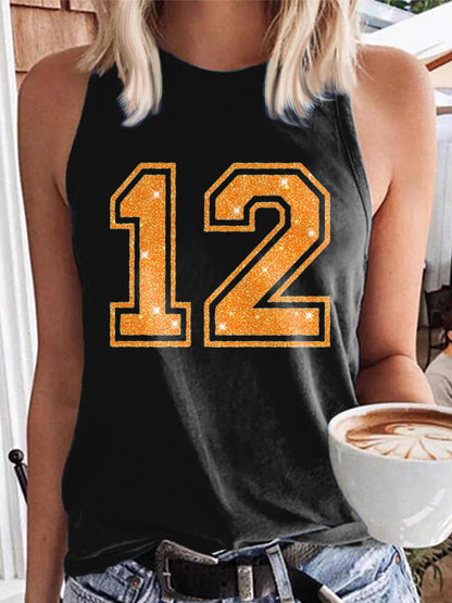 Women's Showgirl Printed Music Fan Design Vest Top