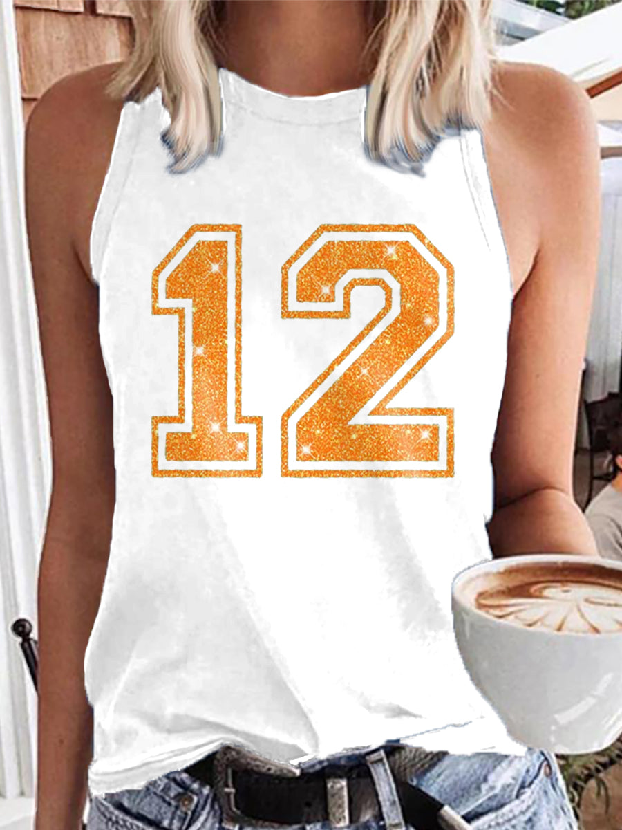 Women's Showgirl Printed Music Fan Design Vest Top