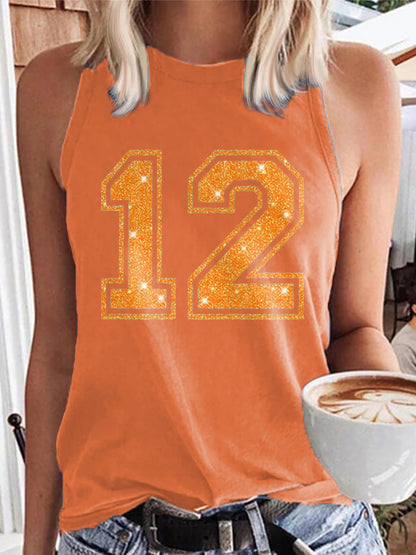 Women's Showgirl Printed Music Fan Design Vest Top