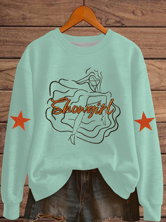 Women's The Life of A Show Girl Fan Print Sweatshirt