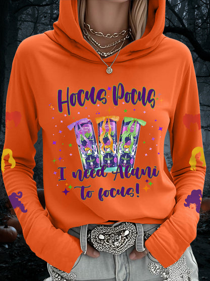 Women's Hocus Pocus I Need Alani To Focus Funny Halloween Casual Hoodie