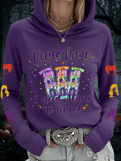 Women's Hocus Pocus I Need Alani To Focus Funny Halloween Casual Hoodie