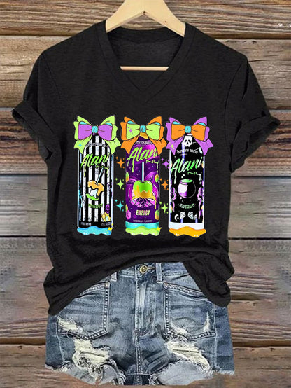 Women's Funny Halloween Witches Brew Alani Casual V-Neck Tee