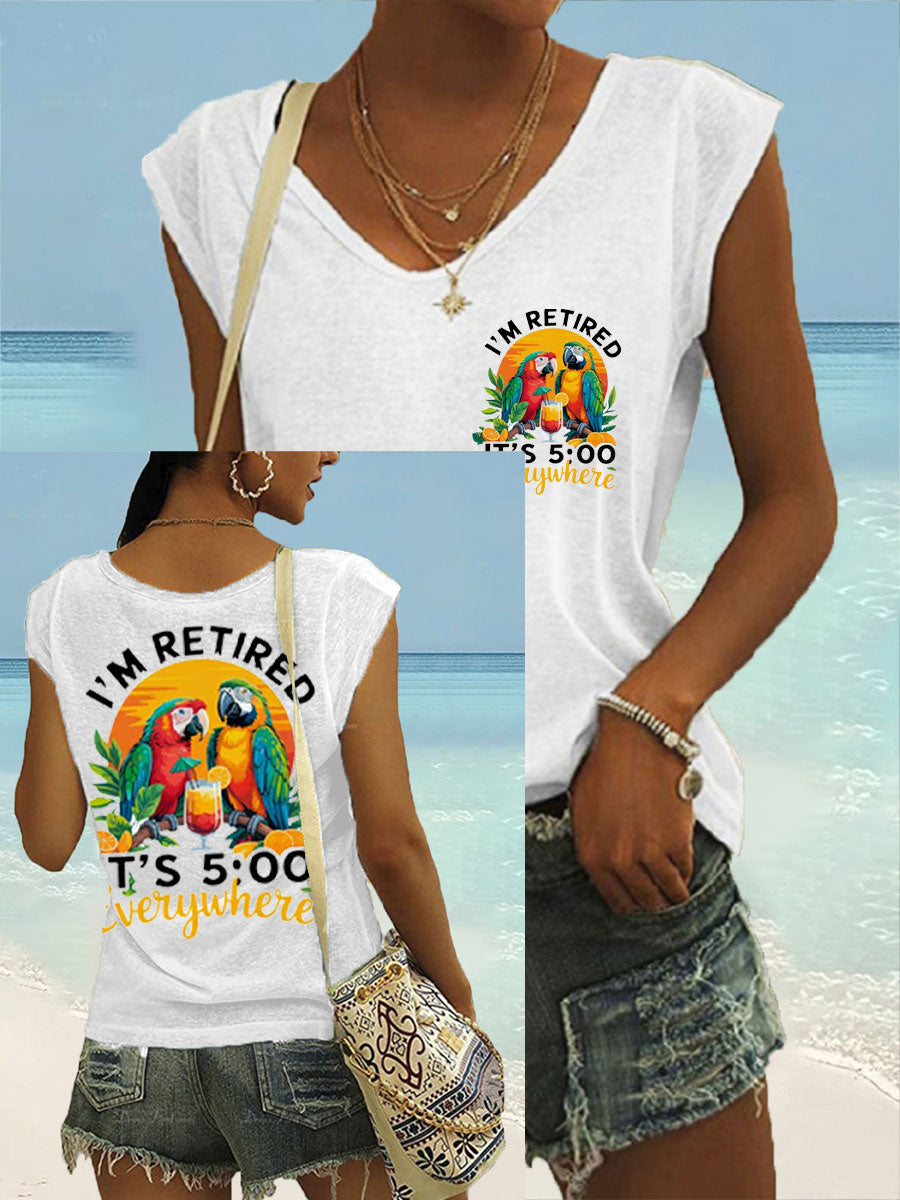 Women's It‘s 5 O'clock Everywhere Print Casual coloured cotton T-shirt
