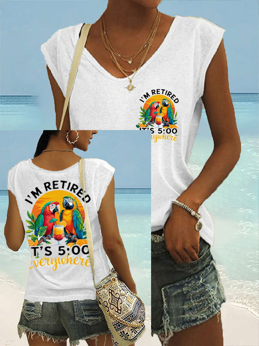 Women's It‘s 5 O'clock Everywhere Print Casual coloured cotton T-shirt
