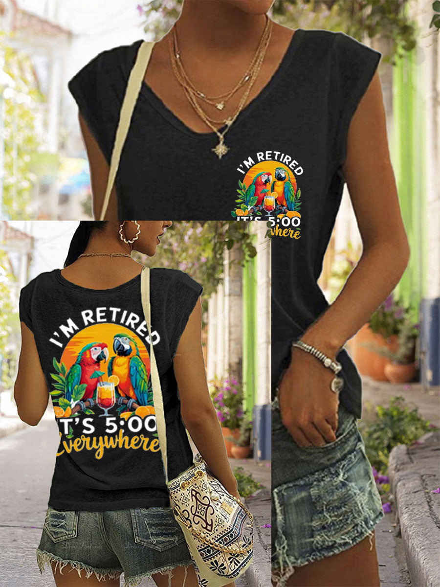 Women's It‘s 5 O'clock Everywhere Print Casual coloured cotton T-shirt