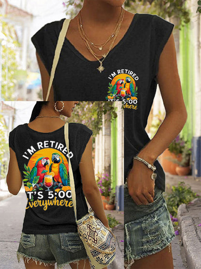 Women's It‘s 5 O'clock Everywhere Print Casual coloured cotton T-shirt