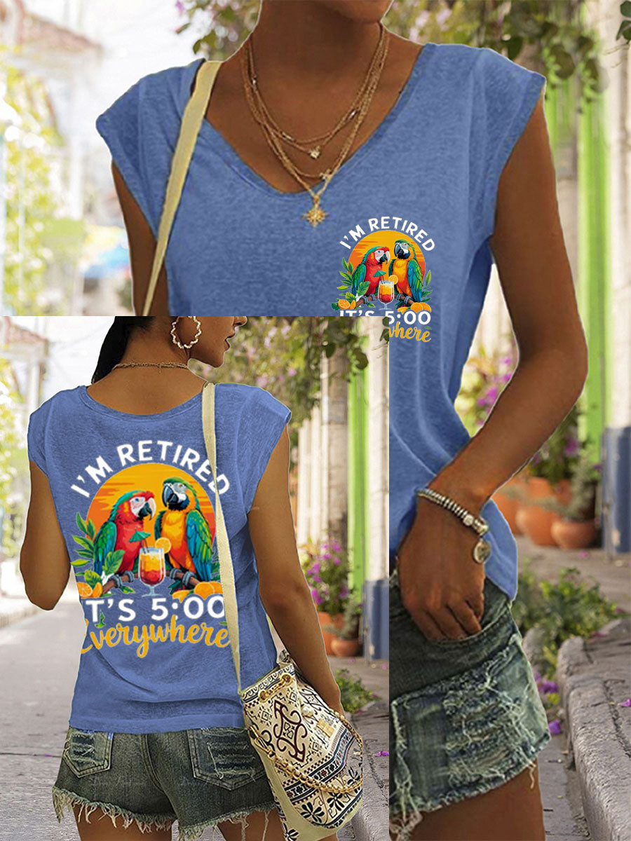 Women's It‘s 5 O'clock Everywhere Print Casual coloured cotton T-shirt