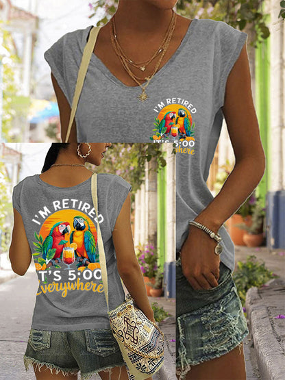 Women's It‘s 5 O'clock Everywhere Print Casual coloured cotton T-shirt