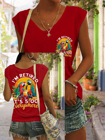 Women's It‘s 5 O'clock Everywhere Print Casual coloured cotton T-shirt