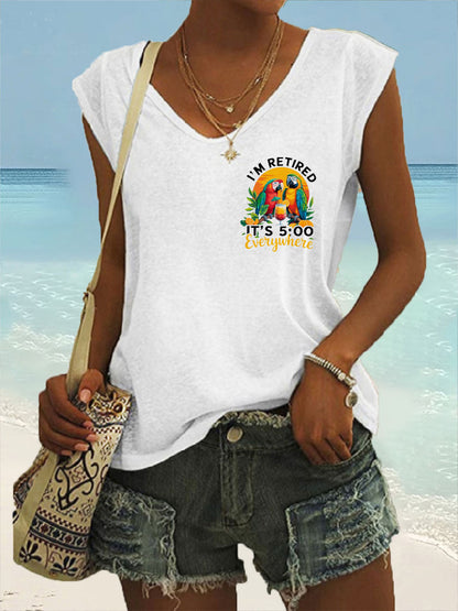 Women's It‘s 5 O'clock Everywhere Print Casual coloured cotton T-shirt