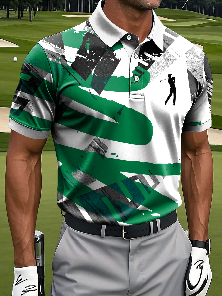 Men's Retro Abstract Graffiti Art Print Casual Business Polo Shirt