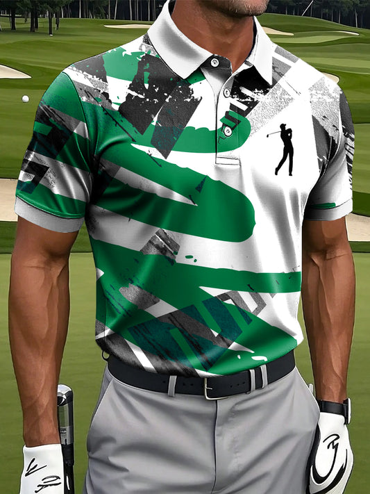 Men's Retro Abstract Graffiti Art Print Casual Business Polo Shirt