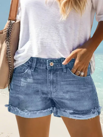 Women's Sea Turtle Print Casual Denim Shorts