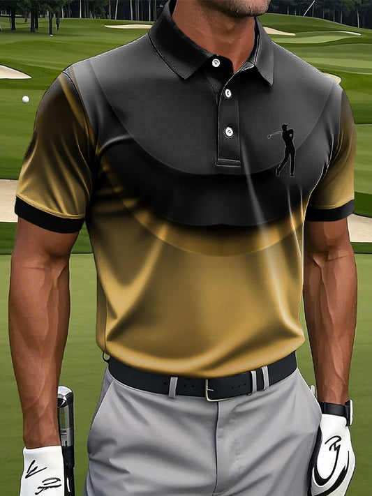 Men's Retro Abstract Texture Art Print Casual Polo Shirt