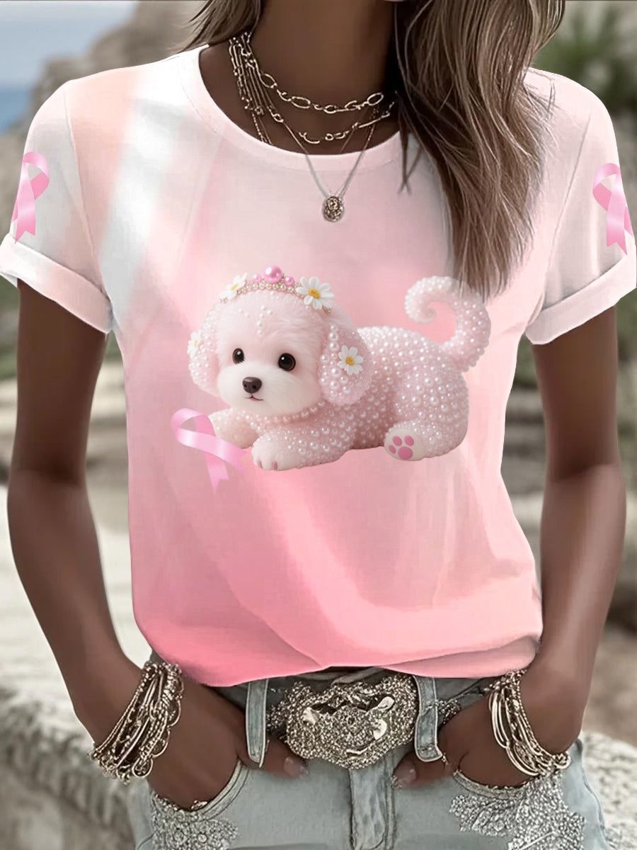 Women's Breast Cancer Printed T-shirt