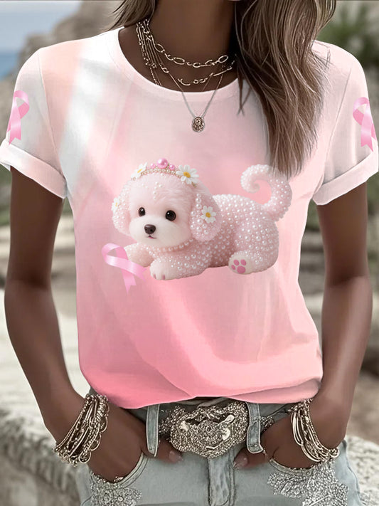 Women's Breast Cancer Printed T-shirt
