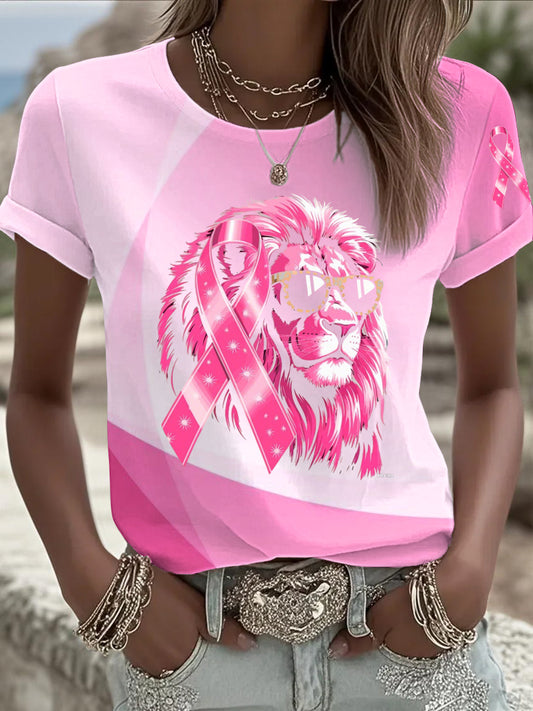 Women's Breast Cancer Printed T-shirt