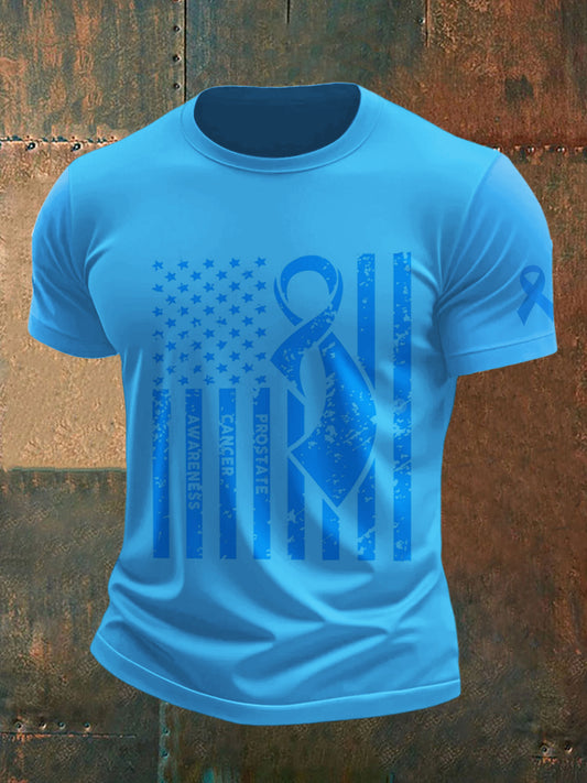 Men's Prostate Cancer  Printed Vintage Fashion Loose Short Sleeve T-Shirt