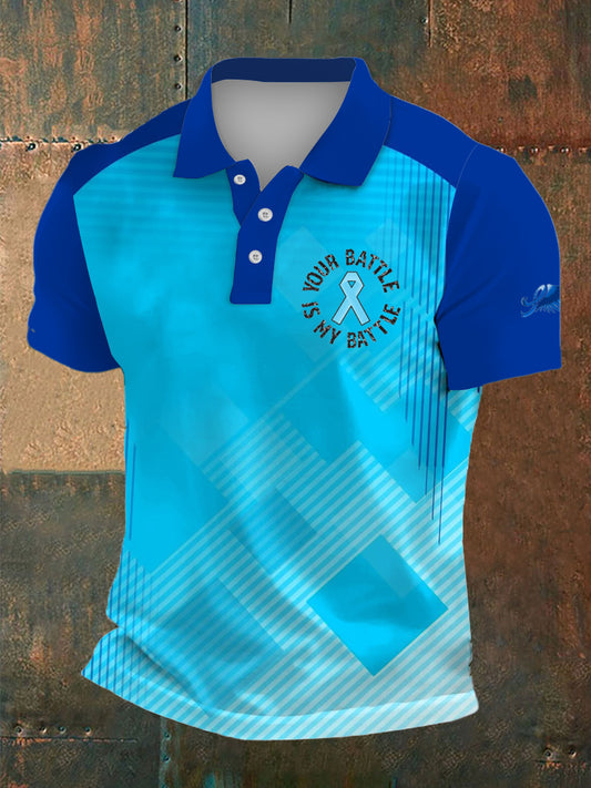 Men's Prostate Cancer Print Polo Collar Casual Short Sleeved Shirt