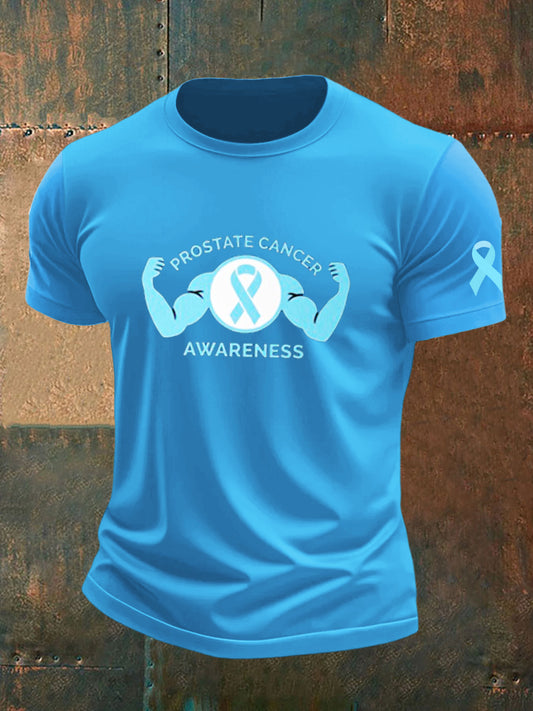 Men's Prostate Cancer  Printed Vintage Fashion Loose Short Sleeve T-Shirt