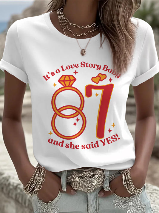 Women's 87 13 It's A Love Story Casual Tee