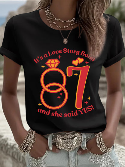 Women's 87 13 It's A Love Story Casual Tee