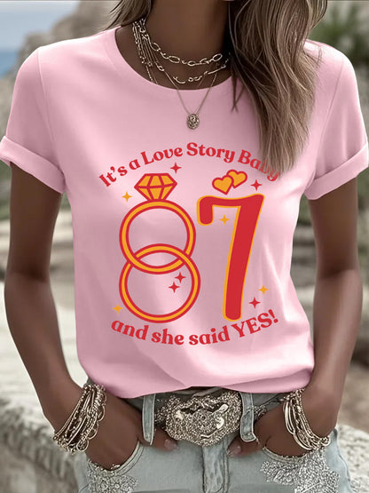 Women's 87 13 It's A Love Story Casual Tee