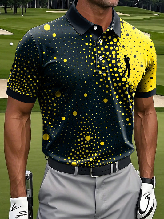 Men's Retro Abstract Polka Dot Art Print Casual Polo Shirt