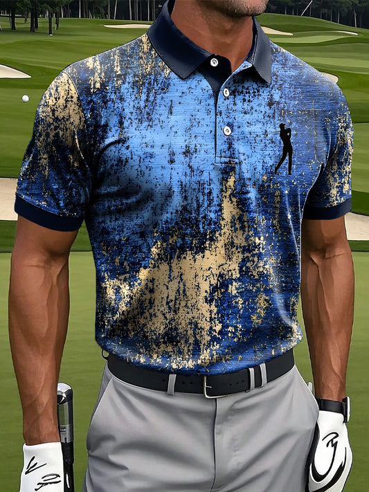 Men's Vintage Abstract Colorful Art Print Casual Polo Shirt