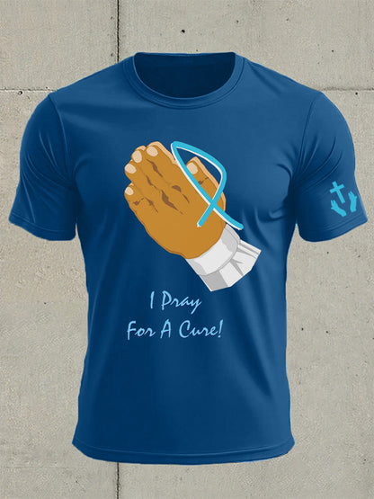 Men's Prostate Cancer Awareness I Pray For A Cure Print T-Shirt